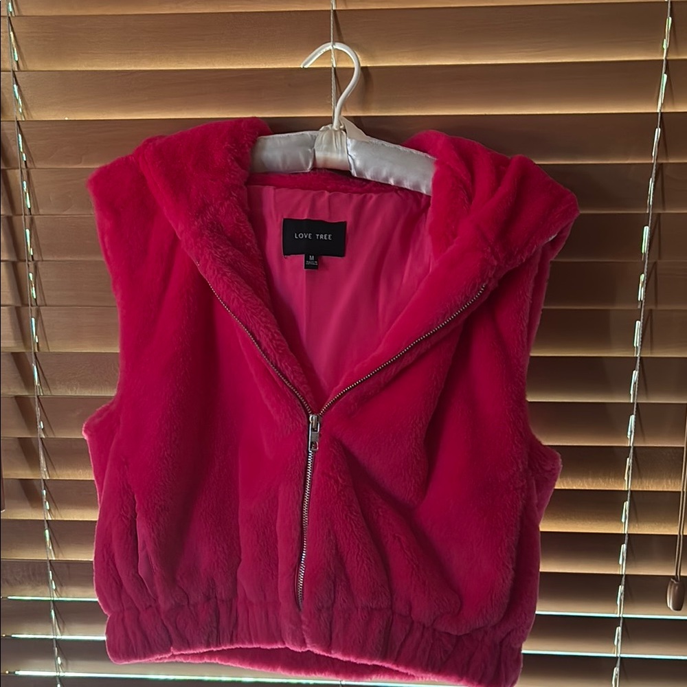 Love Tree Vibrant Hot Pink Plush Vest
